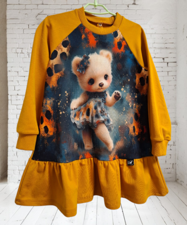 Medaus spalvos suknelė Meškis 110 dydis